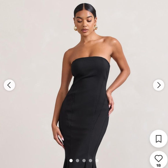 Club L London Adored Black strapless fishtail maxi dress - Picture 2 of 4